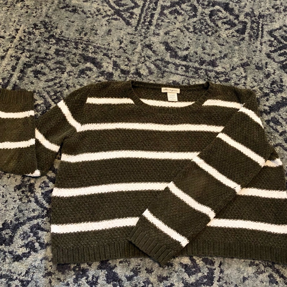 Cotton Emporium Cropped Pullover Olive Sweater X-Small XS cotton